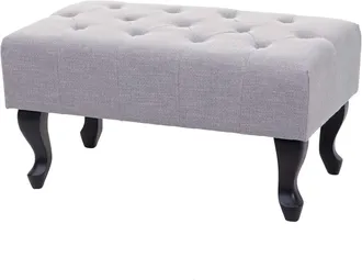 Hhg Hhg - Nunca Usado] Otomana Chesterfield, Taburete Reposapi&eacute;s, Tejido/textil Hidr&oacute;fugo 39x77x47cm, Gris