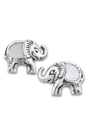 Samuel B. Elephant Stud Earrings in White at Nordstrom Rack