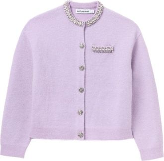 Self Portrait Lilac Crystal Trim Cardigan