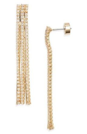 Nordstrom Pav&eacute; Fringe Earrings in Clear- Gold at Nordstrom Rack