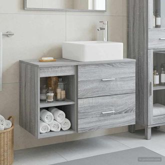 vidaXL Vidaxl Set Di Mobili Per Il Bagno 2 Pz Sonoma Grigio