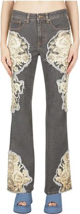 Guess Flared Jeans met Bloemenprint - Dames - Flared Jeans - Grijs - W25 - Katoen - Jeans