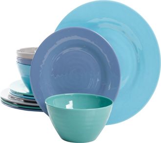 Gibson Home Brist 12 Piece Dinnerware Set in 4 Assorted Colors
