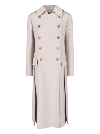 Ermanno Scervino Cream Double-Breasted Wool-Blend Coat