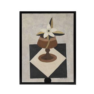 Artery8 Flower Piece Abstract Painting Hartley Black Framed Canvas Art Print in Grey | Size: W24 x H32