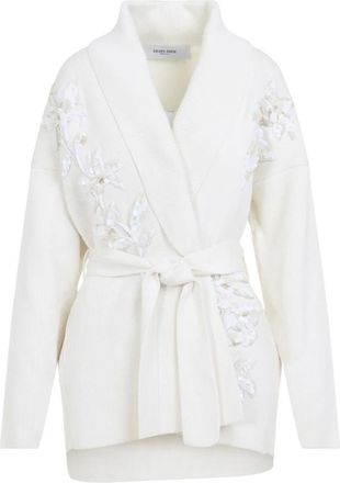 Golden Goose Truien & Vesten, Dames, Wit, M, Katoen, Witte Katoenen Gebreide Vest met Riem