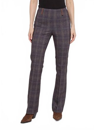 Lyss&eacute; Patterned Pintuck Ponte Baby Boot Pant In Polished Plaid
