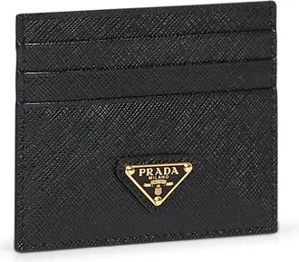 Prada Womens Card Holder Saffiano Leather Black Calf Wallets & Purses