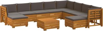 vidaXL 11 Uds. Conjunto De Sof&aacute;s De Exterior Madera De Acacia S&oacute;lida Vidaxl