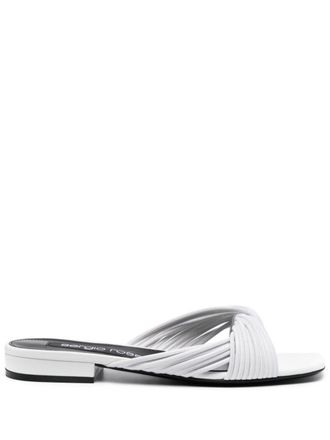 Sergio Rossi twisted leather flat sandals - White