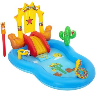 Bestway Piscina Hinchable Bestway Wild West Play Center 264x188x140 Cm Con Herradura, Caballo Hinchable Y Tobog&aacute;n