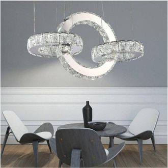 Trade Shop Trade Shop Traesio - Trade Shop - Lampadariario Led Design Modern Cerchi Di Cristallo 25 Watt Bianco Luce Freddo B34