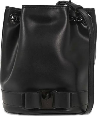 Ferragamo 2010s Vara Bow leather bucket bag - Black