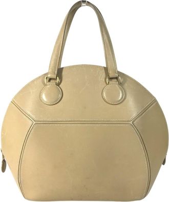 Herm&egrave;s Beige Leather Handbag Tote Bag (Pre-Owned)