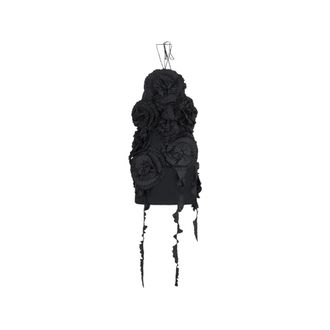 Blumarine Abito in taffet&agrave; con rose 3D - - Dresses - Donna - Nero - S
