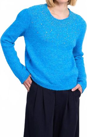 Lili Sidonio x Molly Bracken Sequin Embellished Knit Sweater In Sky Blue