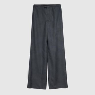 Gucci Pinstripe Wool Pants, Black