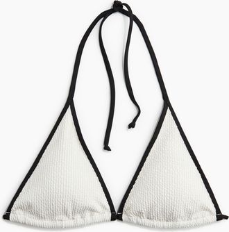 H&M Wattiertes Triangel-Bikinitop - Weiss/Schwarz