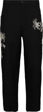 Bluemarble bead-embroidered trousers - men - Wool - 32 - Black