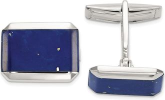 Diamond2Deal Sterling Silver Rectangle Lapis Cuff Links