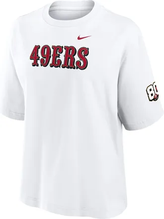Nike San Francisco 49ers 80th Anniversary Boxy Nike Womens NFL T-Shirt in White | 01CM10A9B-WKR