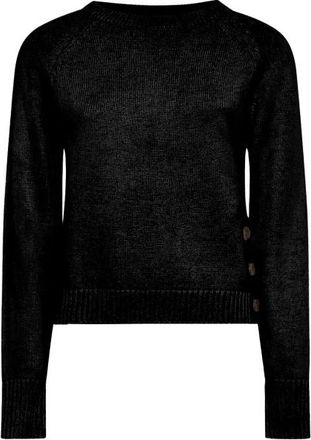 Silvian Heach Shirt met drie zijknopen - Dames - Ronde hals truien - Zwart - 2XS - Wol - Truien & Vesten