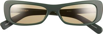 Jacquemus Les Lunettes Capri 55mm Cat Eye Sunglasses in Matte Dark Green/Gold at Nordstrom Rack