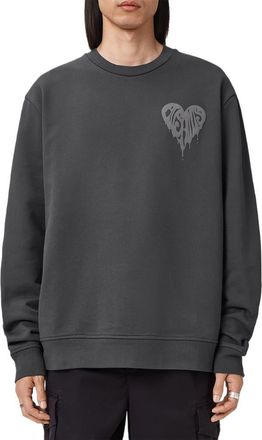 AllSaints Trip Crewneck Cotton Sweatshirt in Washed Black at Nordstrom, Size Xx-Large