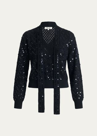Diane Von F&uuml;rstenberg Tristan Sequin Pointelle Knit Sweater