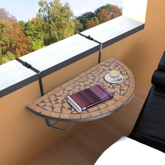 Berkfield Home Hanging Balcony Table Terracotta Mosaic in Brown