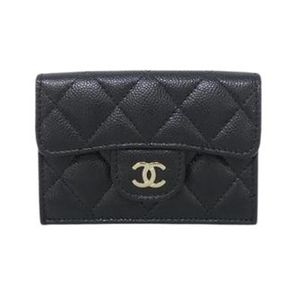 Chanel Pre-owned Timeless Classic Caviar Skin Wallet - Dames - Pre-owned - Zwart - Maat: ONE Size Leer