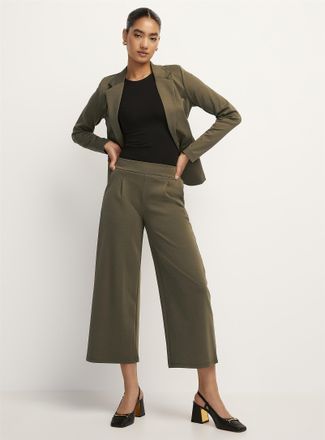 Ichi Womens Structured jersey pleated cropped pant