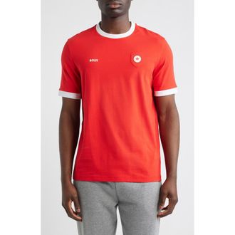 BOSS Lux Stretch Cotton Graphic T-Shirt in Canada /Red at Nordstrom, Size Xx-Large