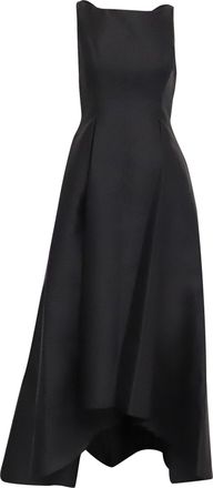 Adrianna Papell Sleeveless Mikado High-Low Gown in Black Polyester