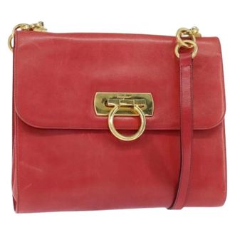 Ferragamo Pre-owned Leren Crossbody Tas - Dames - Pre-owned - Rood - Maat: ONE Size Leer