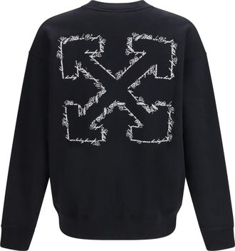 Off-white Mens Script Arrow Crewneck Sweatshirt Black Cotton Sweatshirts Sweater