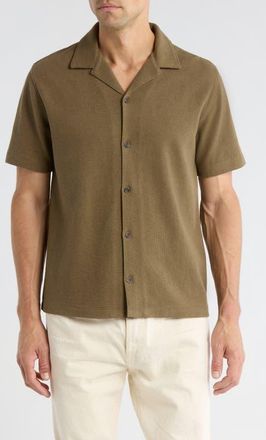 Vince Boucl&eacute; Knit Short Sleeve Camp Shirt in Kalamata at Nordstrom, Size Xx-Large