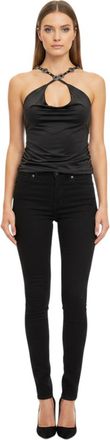 Pinko Black Solid Scoop Neck Top