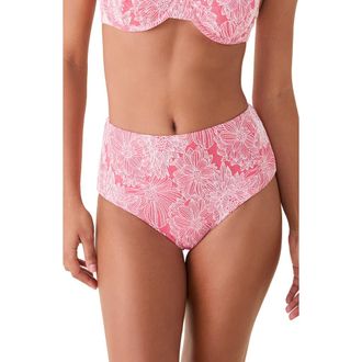 Andie Swim The High Waist Floral Jacquard Bikini Bottoms in Peachy at Nordstrom, Size 3X-Large
