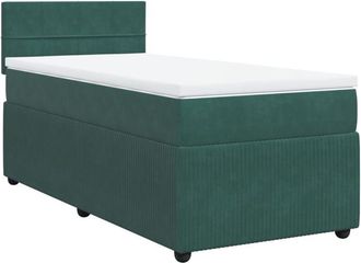vidaXL Cama Box Spring Con Colch&oacute;n Terciopelo Verde Oscuro 90x190 Cm Vidaxl
