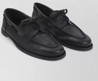 John Lobb round toe textured leather rubber sole loafers