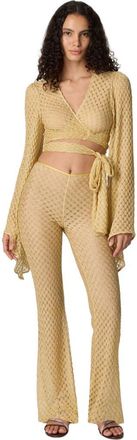 Missoni Flared Trousers In Lam&eacute; Viscose With Raschel Workmanship in Gold at Nordstrom, Size 38 It