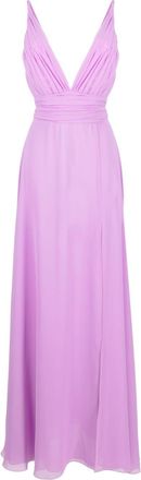 Blanca Vita V-neck pleated gown - women - Polyester - 44 - Purple