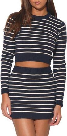 Walter Baker Rory Stripe Crop Sweater in Navy Cruise Stripe at Nordstrom Rack, Size X-Large