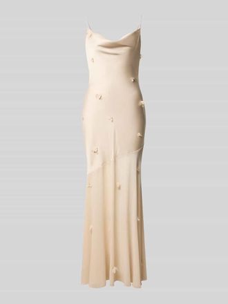 Gina Tricot Maxikleid mit floralem Besatz in Beige, Gr&ouml;&szlig;e 34