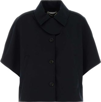 Max Mara Navy Blue Cotton Paggio Cape