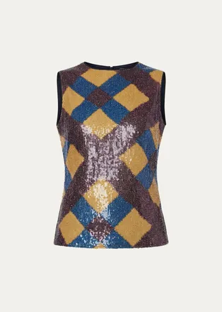 Diane Von F&uuml;rstenberg Tanselle Sequin Mesh Top