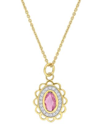Rina Limor 14K 0.52 Ct. Tw. Diamond & Purple Sapphire Halo Pendant Necklace