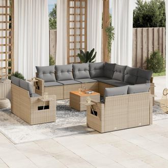 vidaXL Set De Sof&aacute;s De Jard&iacute;n 12 Pzas Y Cojines Rat&aacute;n Sint&eacute;tico Marr&oacute;n Vidaxl