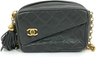 Chanel Pre-owned Leather chanel-bags - Dames - Vintage Schoudertas - Grijs - ONE Size - Vintage